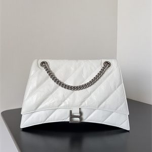 Women's CRUSH Medium Chain Bag Quilted In White Crushed Calfskin