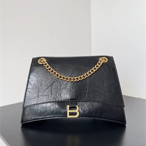 Women's CRUSH Medium Chain Bag In Black Crushed Calfskin