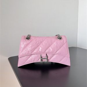Women's CRUSH Small Chain Bag Quilted In Pink Crushed Calfskin