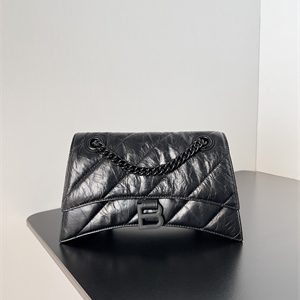 Women's CRUSH Small Chain Bag Quilted In Black Crushed Calfskin