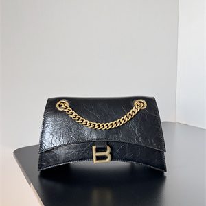 Women's CRUSH Small Chain Bag In Black Crushed Calfskin
