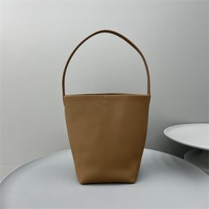 The Row Park N/S Medium Tote Bag Grained Calfskin Brown color