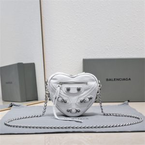 Women's Le Cagole Heart Mini Bag In Arena Lambskin White Color