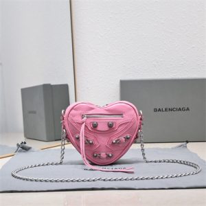 Women's Le Cagole Heart Mini Bag In Arena Lambskin Pink Color