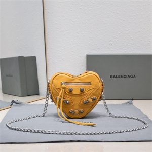 Women's Le Cagole Heart Mini Bag In Arena Lambskin Yellow Color