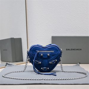 Women's Le Cagole Heart Mini Bag In Arena Lambskin Blue Color