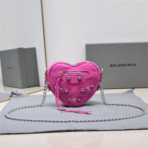 Women's Le Cagole Heart Mini Bag In Arena Lambskin Fuchsia Color