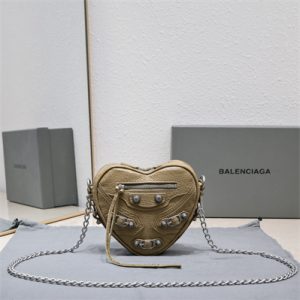 Women's Le Cagole Heart Mini Bag In Arena Lambskin Lt Brown Color