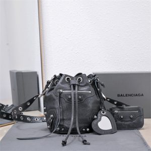 Women's Le Cagole XS Bucket Bag In Arena Lambskin Dk Grey Color