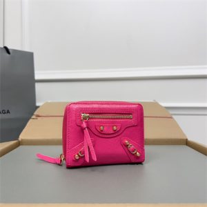 Le Cagole Compact Zippy Wallet In Arena Lambskin Fuchsia Color