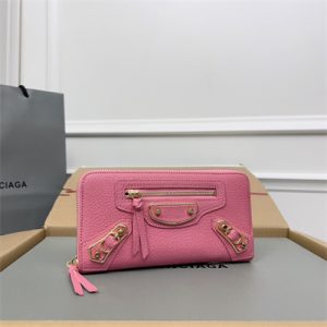 Le Cagole Continental Zippy Wallet In Goatskin Pink Color