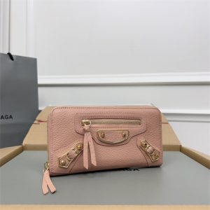 Le Cagole Continental Zippy Wallet In Goatskin Rose Pink Color