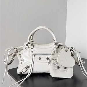 Women's NEO Cagole XS Handbag In Arena Lambskin White Color