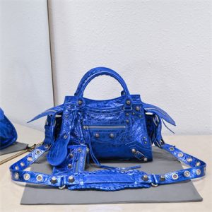 Women's NEO Cagole XS Handbag In Arena Lambskin Sapphire Blue Color