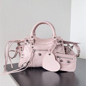 Women's NEO Cagole XS Handbag In Arena Lambskin Ice Pink Color