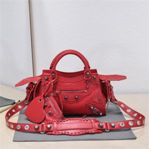 Women's NEO Cagole XS Handbag In Arena Lambskin Red Color