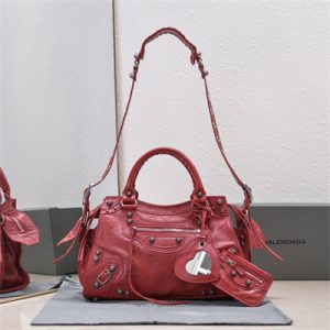 Women's NEO Cagole City Small Handbag In Arena Lambskin Red Color
