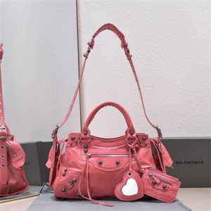 Women's NEO Cagole City Small Handbag In Arena Lambskin Watermelon Color