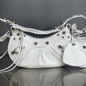 Women's Le Cagole XS Shoulder Bag In Arena Lambskin White Color