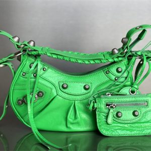 Women's Le Cagole XS Shoulder Bag In Arena Lambskin Green Color