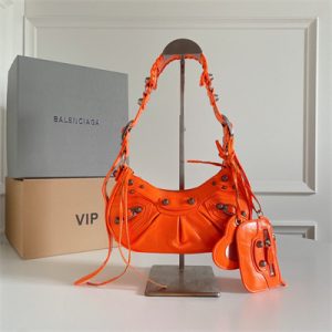 Women's Le Cagole XS Shoulder Bag In Arena Lambskin Orange Color