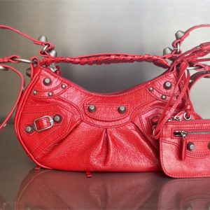 Women's Le Cagole XS Shoulder Bag In Arena Lambskin Red Color