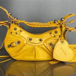 Women's Le Cagole XS Shoulder Bag In Arena Lambskin Yellow Color