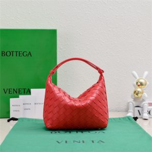 BV Mini Wallace Shoulder Bag In Soft Calfskin Leather Red Color