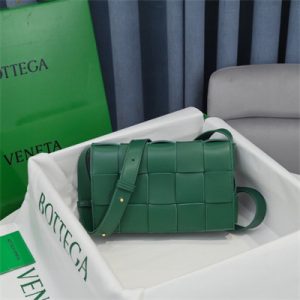 BV Cassette Cross Body Bag In Lambskin Racing Green Color