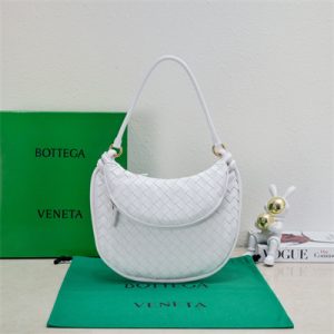 BV Medium Gemelli Shoulder Bag In Lambskin Leather White Color
