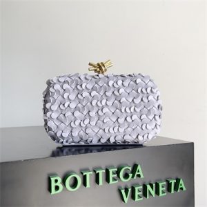 BV Knot Clutch In Metallic Lambskin Leather Lilac Color