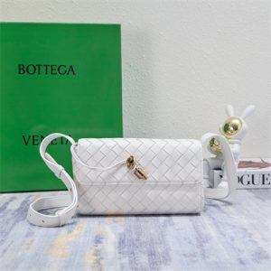 BV Mini Andiamo Shoulder Bag In Lambskin Leather White Color