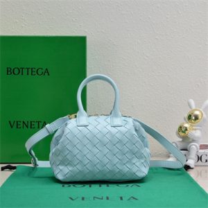 BV Mini Bauletto Bowling Bag In Lambskin Leather Teal Washed Color
