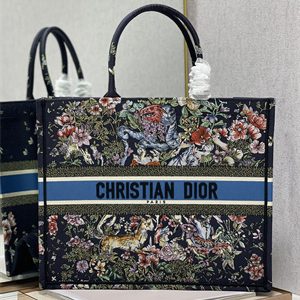 CD Large Book Tote D-Constellation Embroidery Black Multicolor