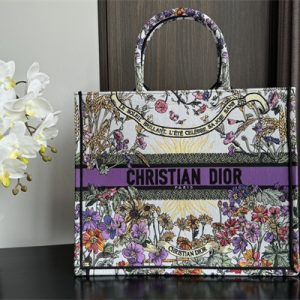 CD Large Book Tote Ecru Multicolor Di.or 4 Saisons ??t?? Soleil Embroidery