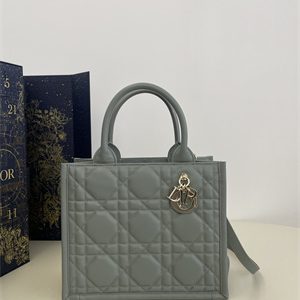 CD Small Book Tote With Strap Macrocannage Calfskin Stone Grey