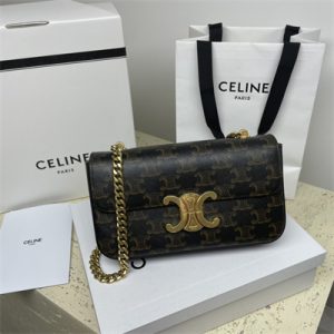 Celine Chain Shoulder Bag Claude In Triomphe Canvas Tan