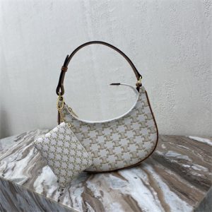 Celine AVA Bag In Triomphe Canvas and Calfskin White