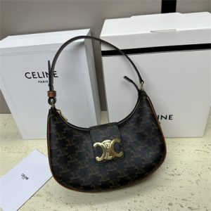 Celine Medium AVA Triomphe Bag In Triomphe Canvas and Calfskin Tan