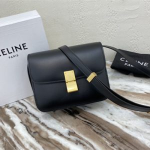Celine Teen Classic Box Bag In Black Box Calfskin Leather