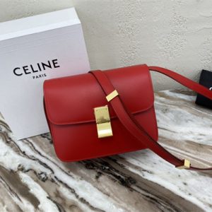 Celine Teen Classic Box Bag In Red Box Calfskin Leather