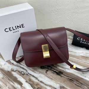 Celine Teen Classic Box Bag In Bordeaux Box Calfskin Leather