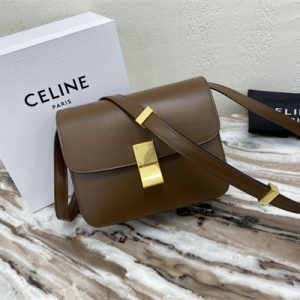 Celine Teen Classic Box Bag In Brown Box Calfskin Leather