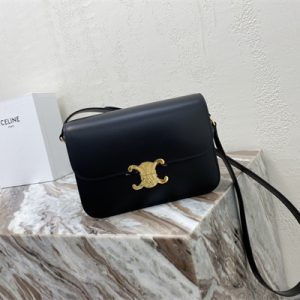 Celine Classique Triomphe Bag In Shiny Calfskin Black Color