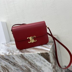 Celine Classique Triomphe Bag In Shiny Calfskin Red Color