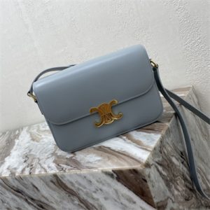 Celine Classique Triomphe Bag In Shiny Calfskin Blue Color