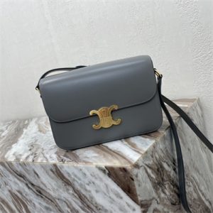 Celine Classique Triomphe Bag In Shiny Calfskin Grey Color