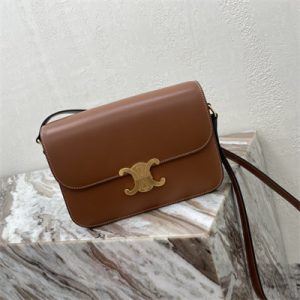 Celine Classique Triomphe Bag In Shiny Calfskin Brown Color