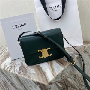 Celine Teen Triomphe Bag In Shiny Calfskin Amazone Color