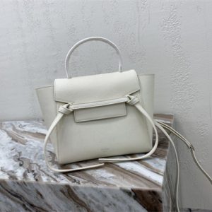 Celine Nano Belt Bag In White Grained Calfskin